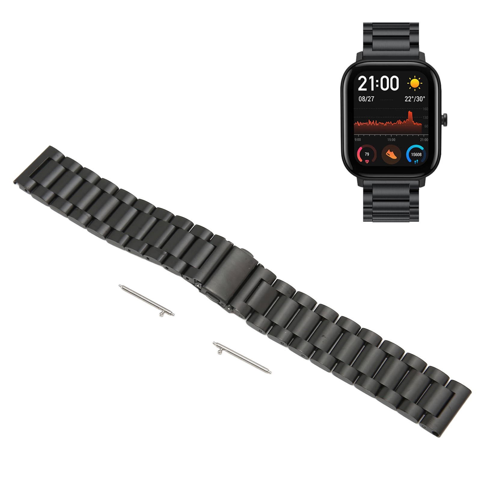 Smartwatch Band 20mm Double Buckle Wrist Strap Matel With Watch Pin For