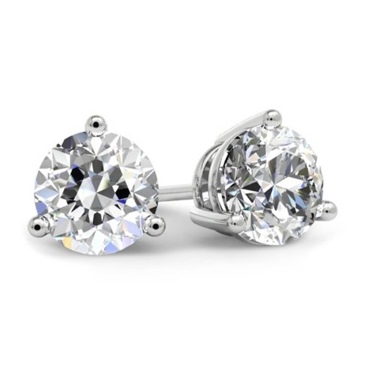 Lab Grown Diamond Earring 14k Yellow/White Gold 3 Prong Stud Earrings