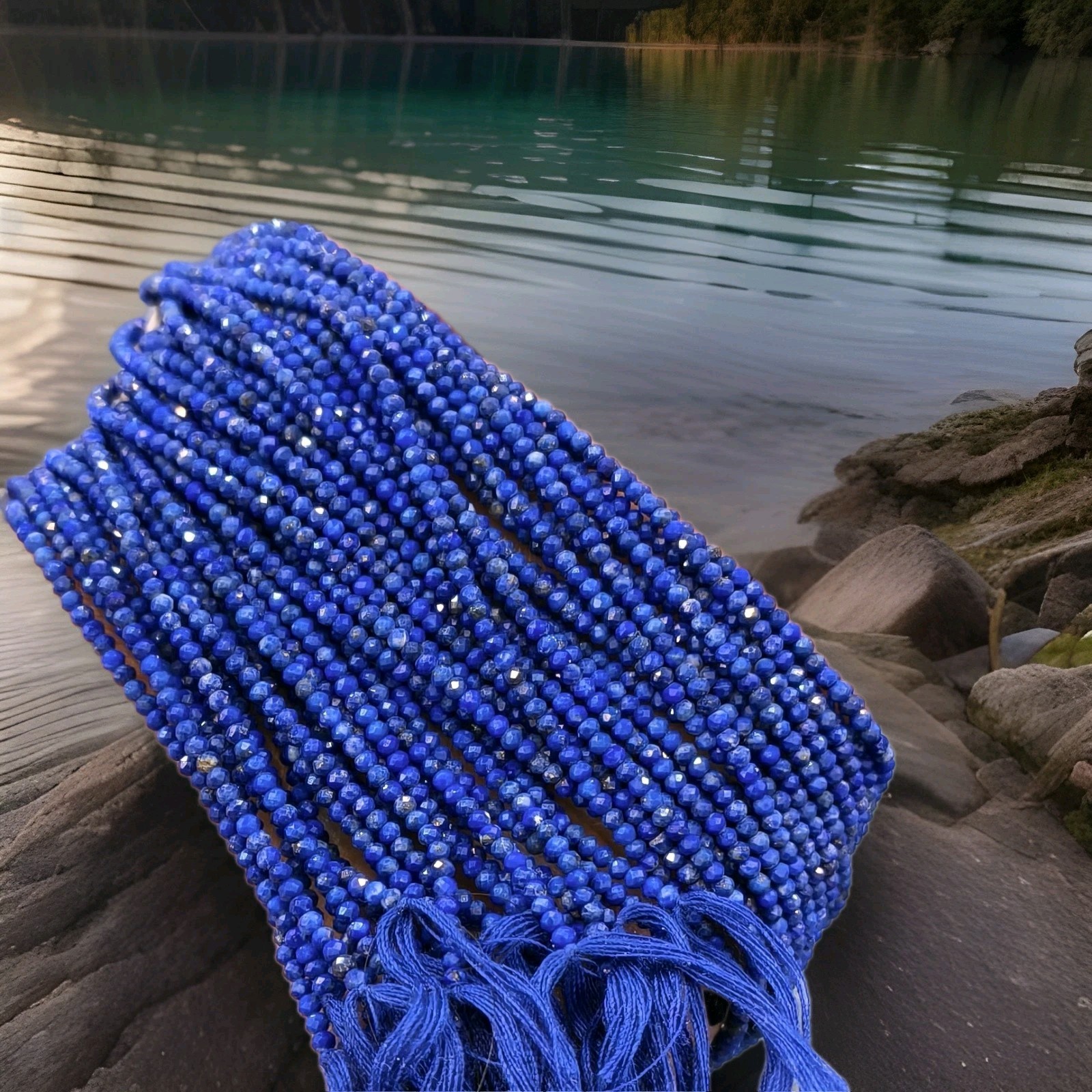 Natural Lapis Lazuli Diamond Cut Drilled gemstones beads