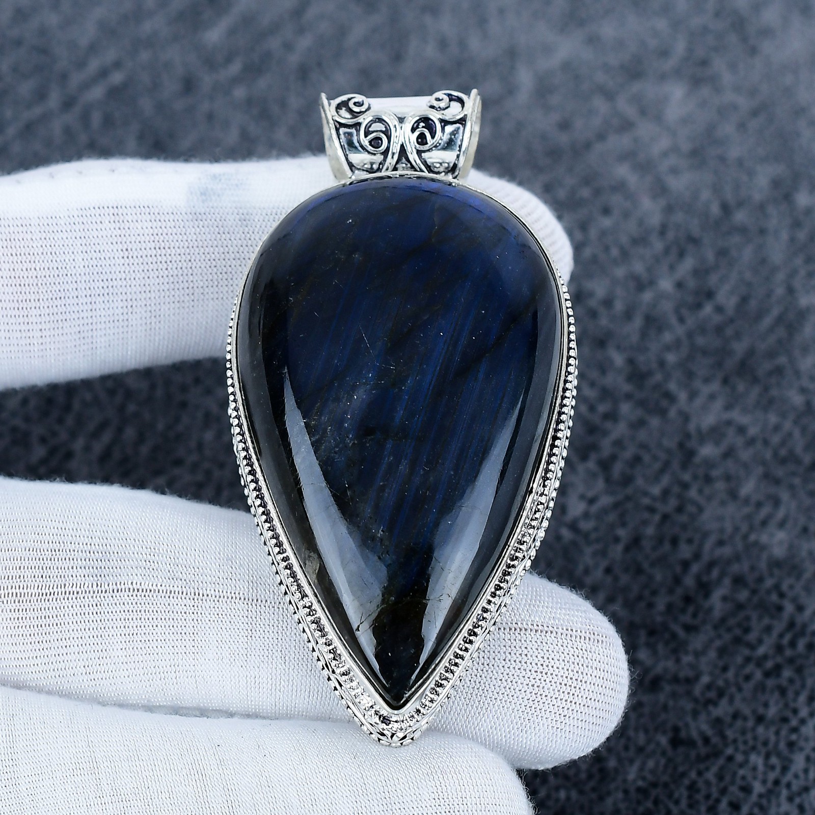 Natural Fire Labradorite Giant Size Gemstone Handmade 925 Sterling Silver Gift