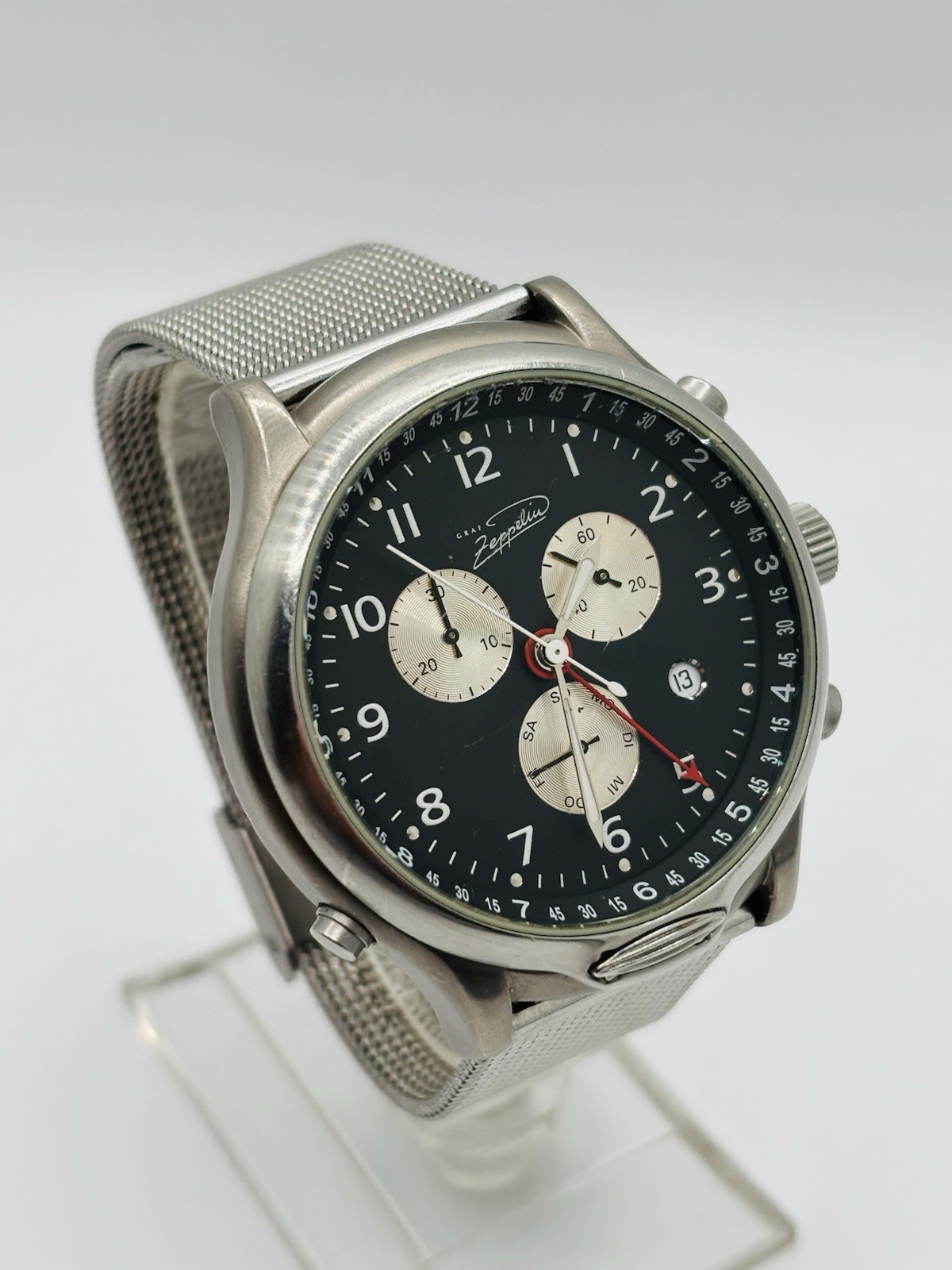 Vintage Graf Zeppelin Classic Line 7480/1876 Titanium GMT Dial Watch German Made
