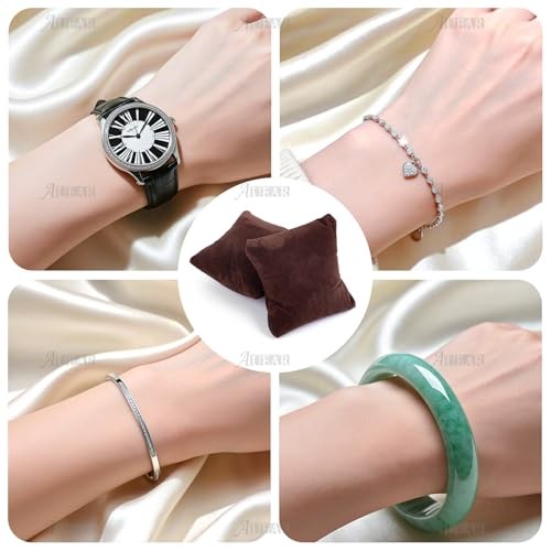 Velvet Watch Pillows Small Jewelry Displays Pillow Bracelet 10 Pack Brown