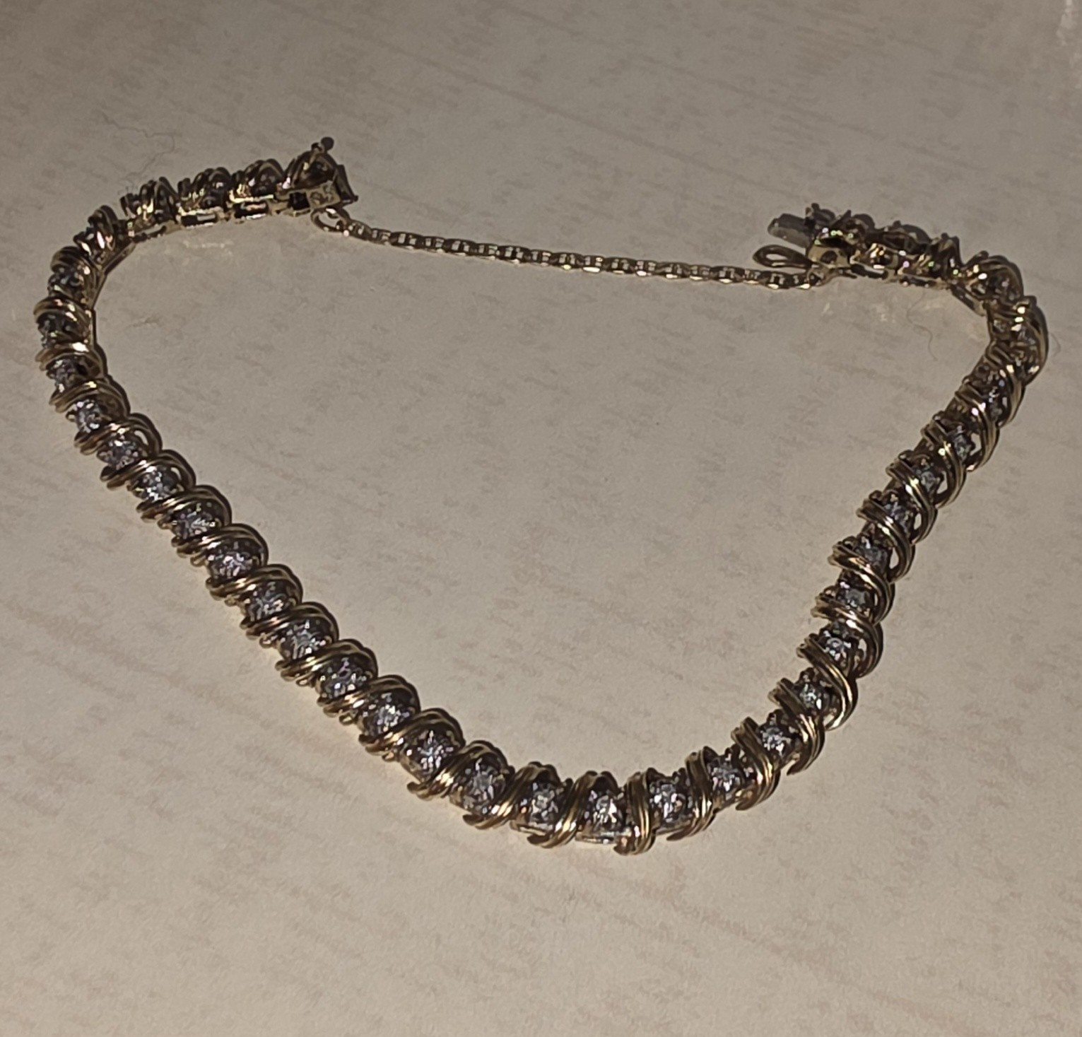Tennis Bracelet – Bar Link Adjustable Chain Lobster Clasp – 10KP – 38 Diamonds
