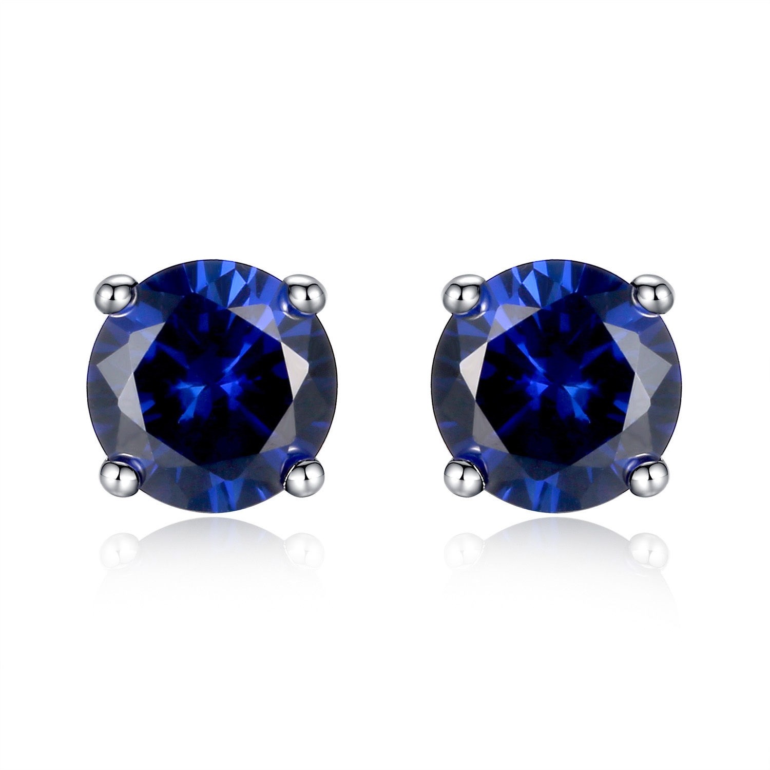 Women Sterling Silver Simulated Blue Sapphire Stud Earrings Set Gift for Girl