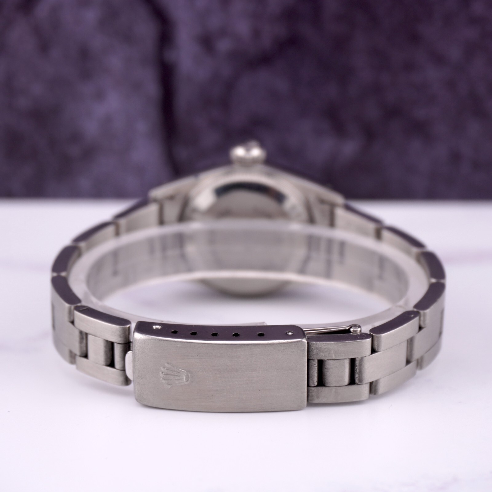 Rolex Oyster Perpetual 25mm Steel Baby Blue Diamond Smooth Oyster Ladies Watch