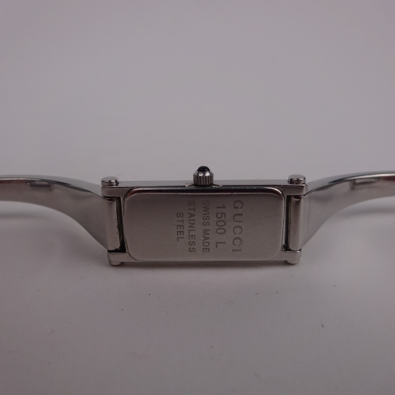 Gucci 1500L Bangle Watch Baby Blue Dial Stainless Steel Women’s