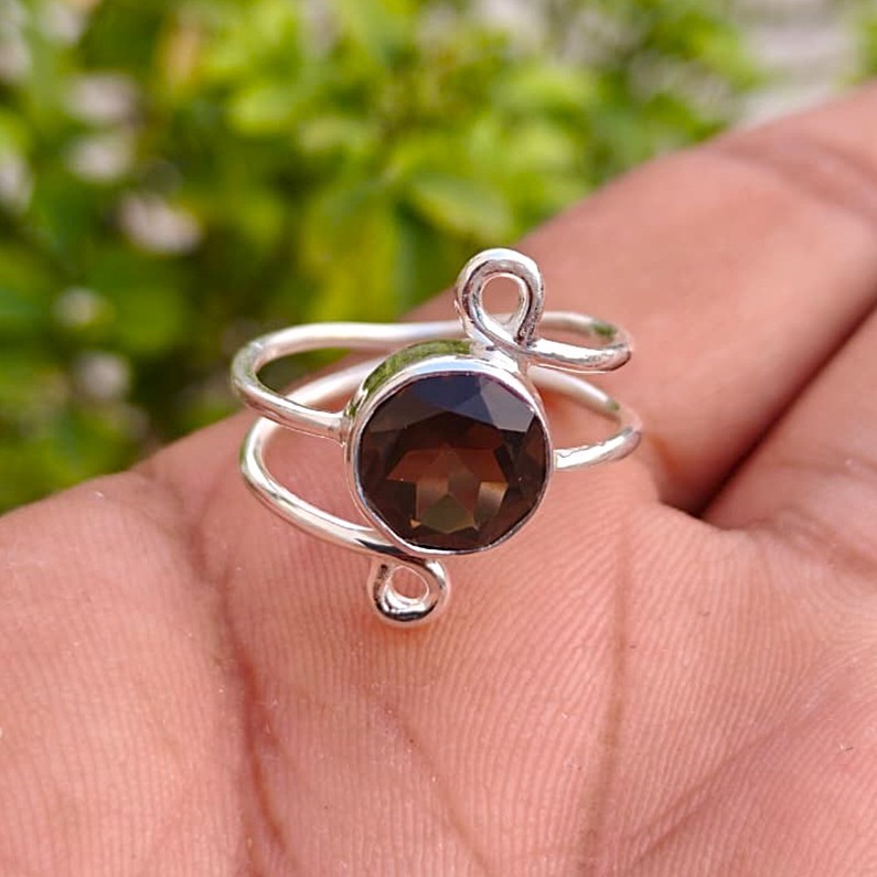 Natural Smoky Topaz Ring, Handmade Designer 925 Sterling Silver, Gift for All