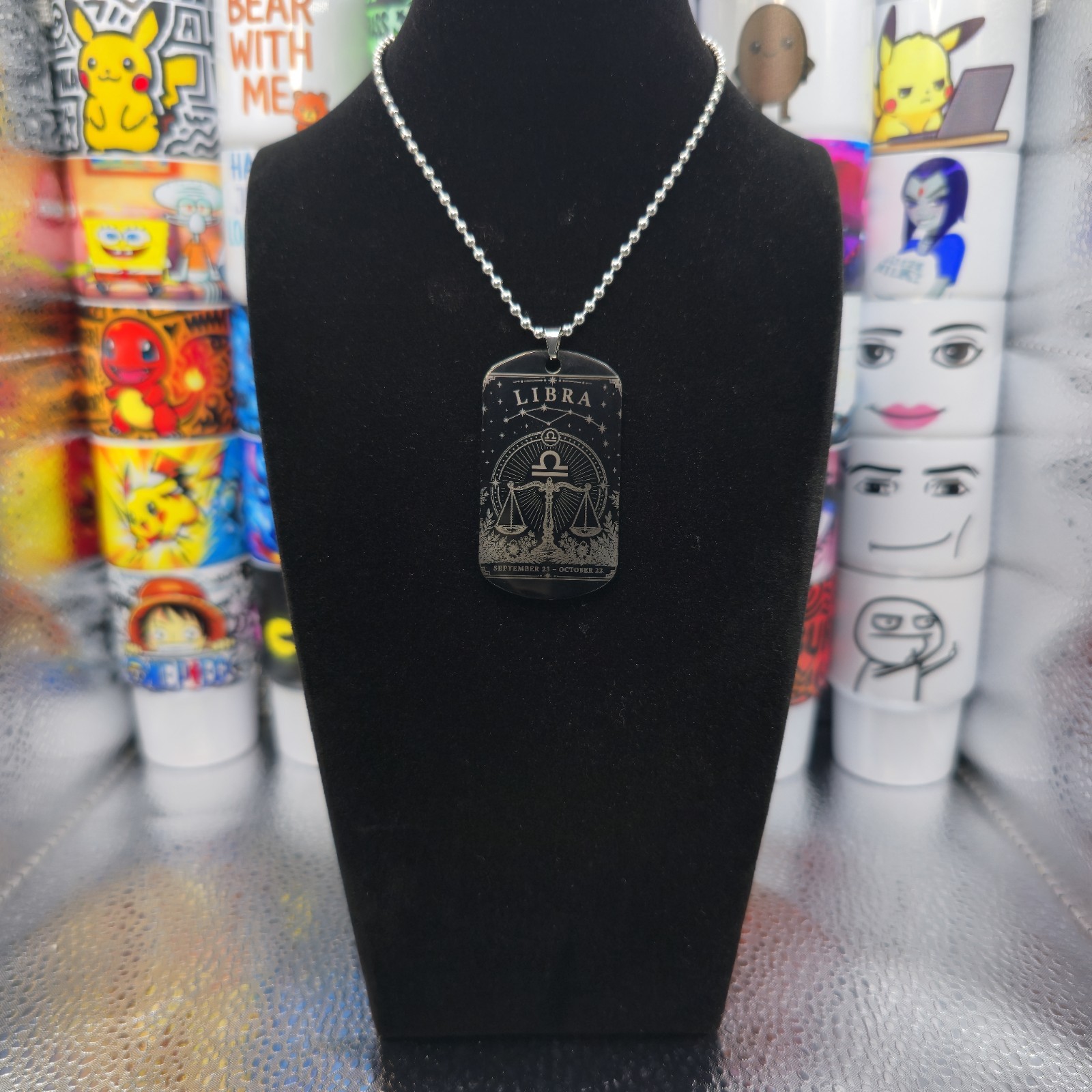 Libra double sided Zodiac Necklace with Astrological Horoscope Pendant