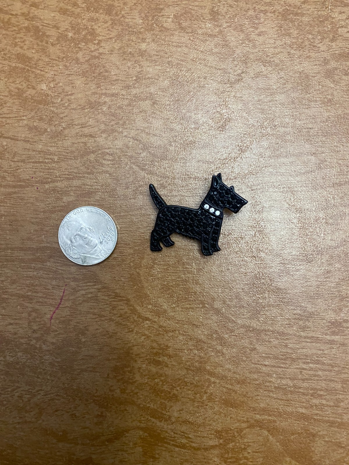 Vintage Scottie Dog Brooch Black Rhinestone Scottish Terrier Pin Gunmetal