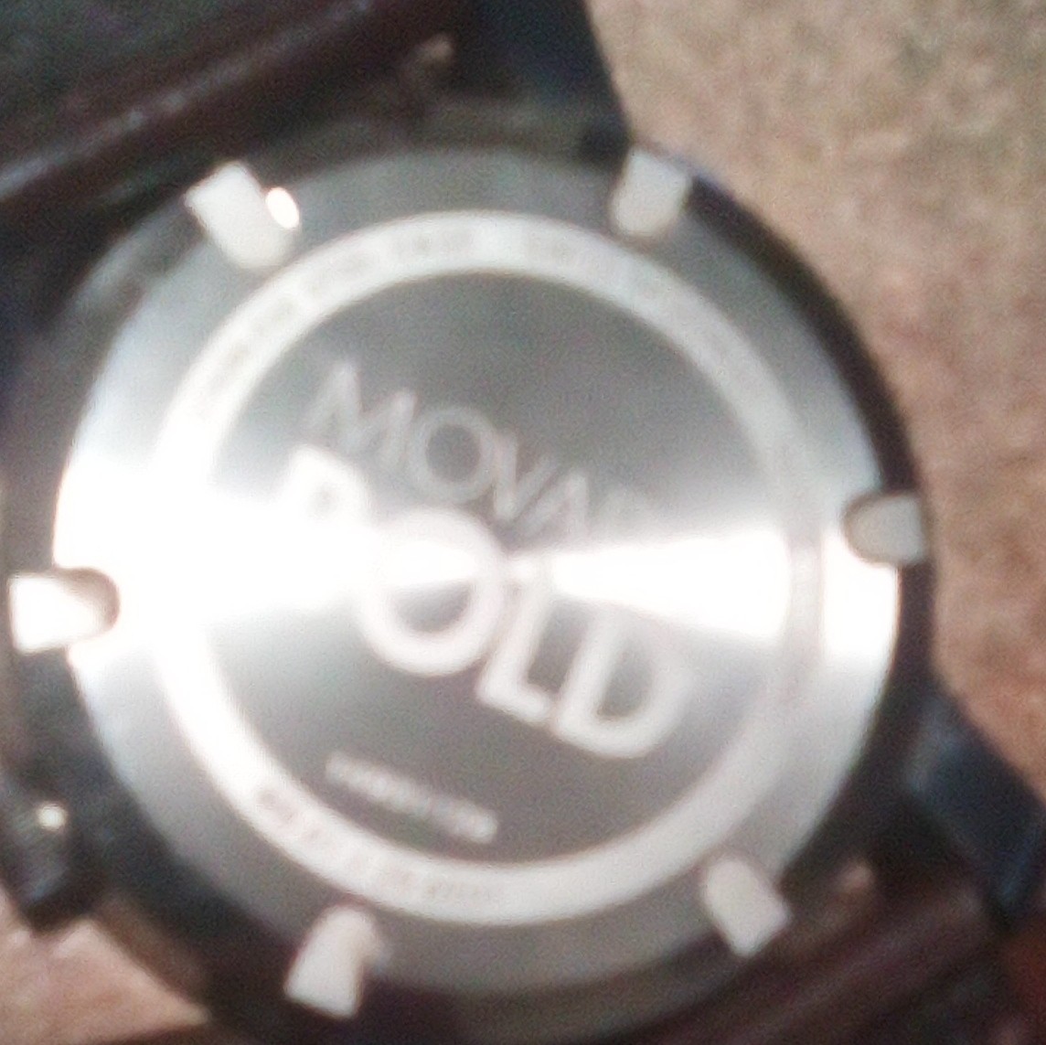 Movado Bold Quartz Analog Wristwatch Blue Sunburst Dial Black Case Brown Leather