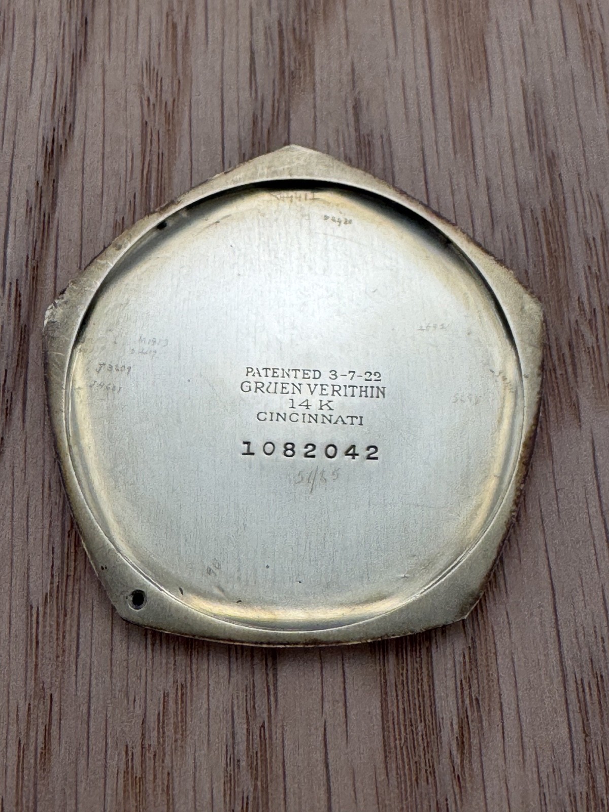 Gruen Precision Verithin Pentagon 14K Solid Green Gold Pocket Watch 1920s RARE!
