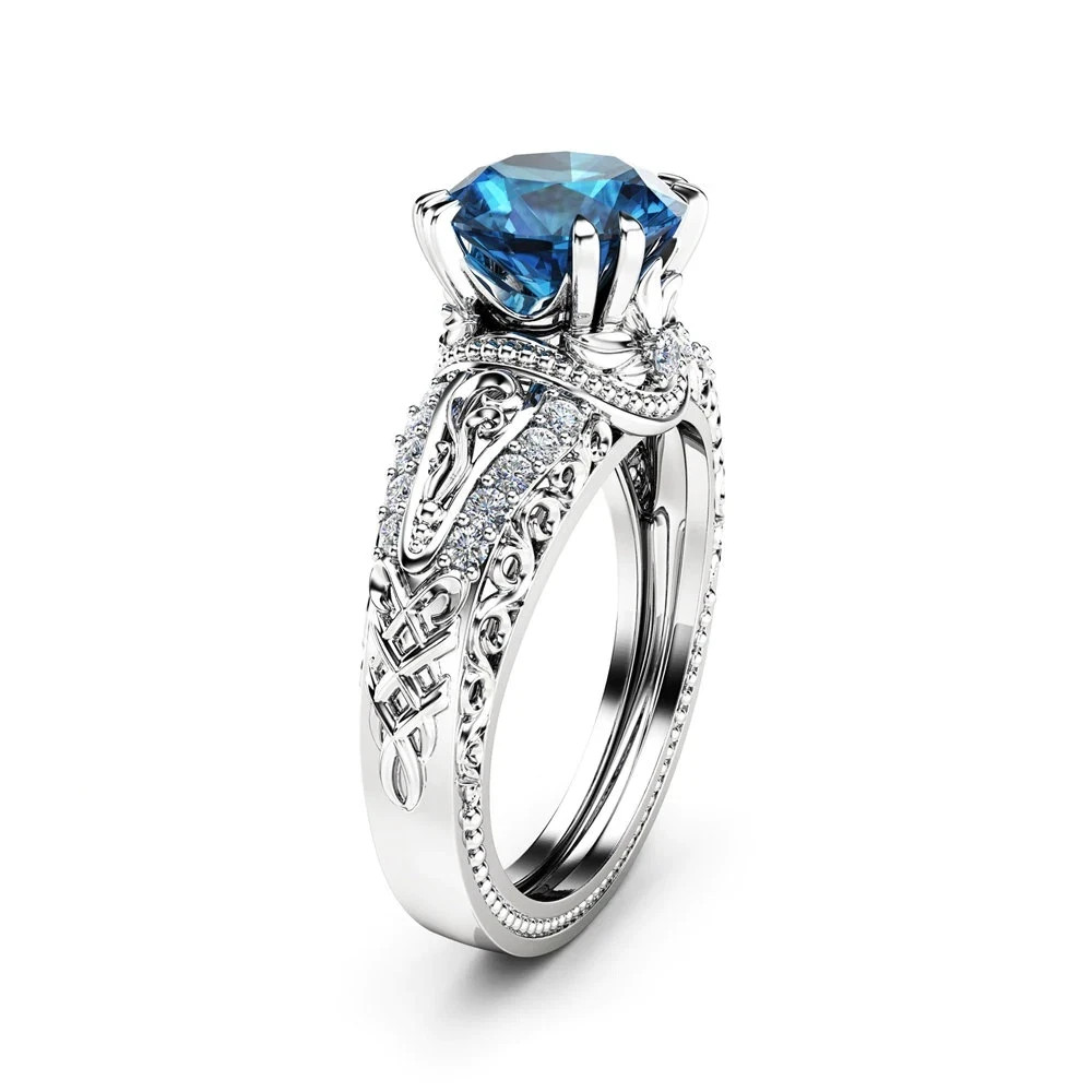 2.5Ct Round Cut Sapphire Lab Created Diamond Wedding 14K Yellow Gold Finish Ring