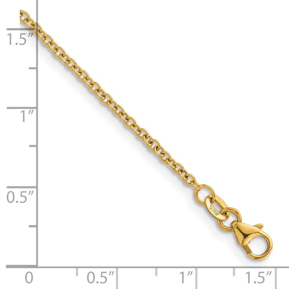 14k Yellow Gold Polished 2.0mm Solid Cable Chain Necklace 18″