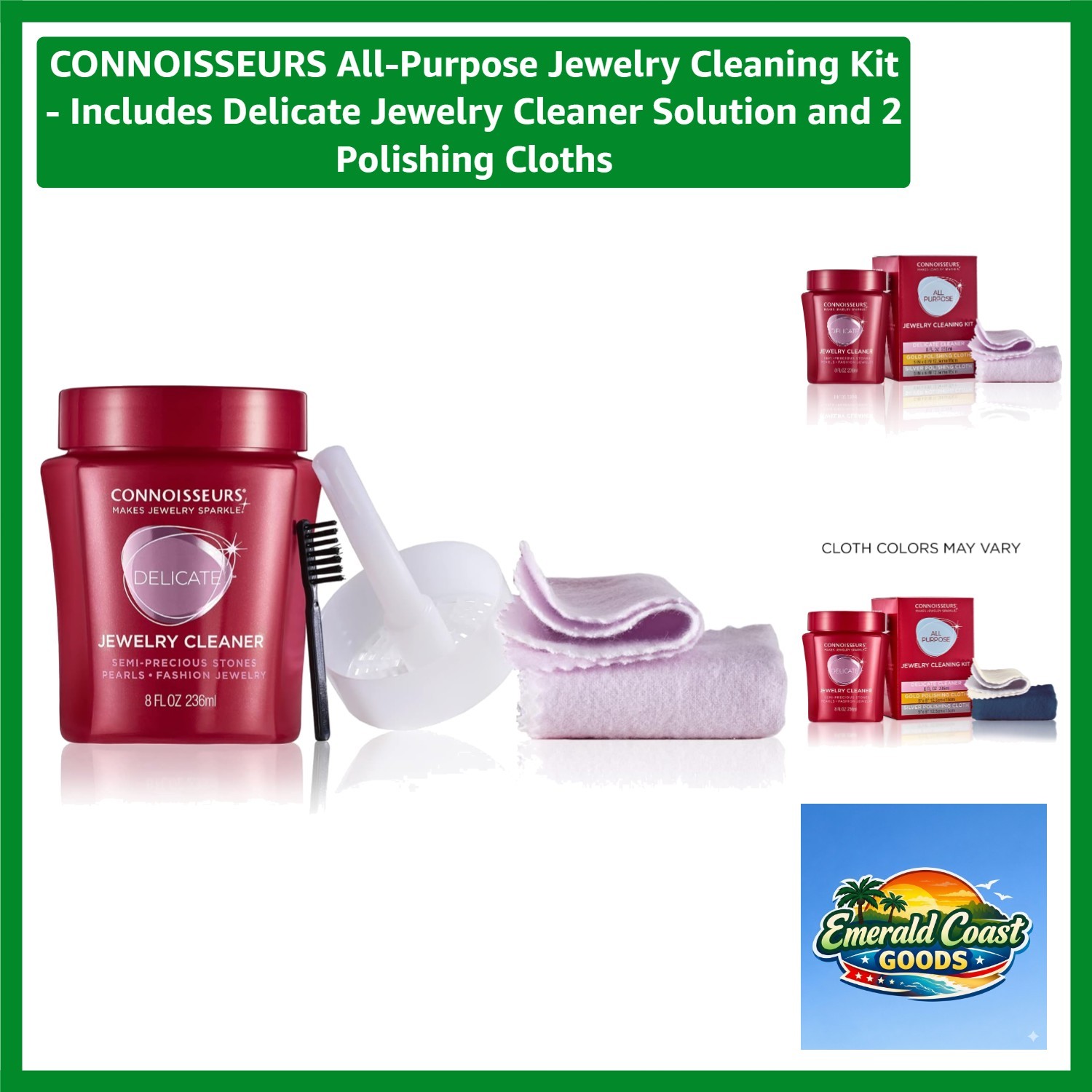 Ultimate Jewelry Care Kit: 8oz Cleaner & Dual Polishing Cloths for a Brilliance