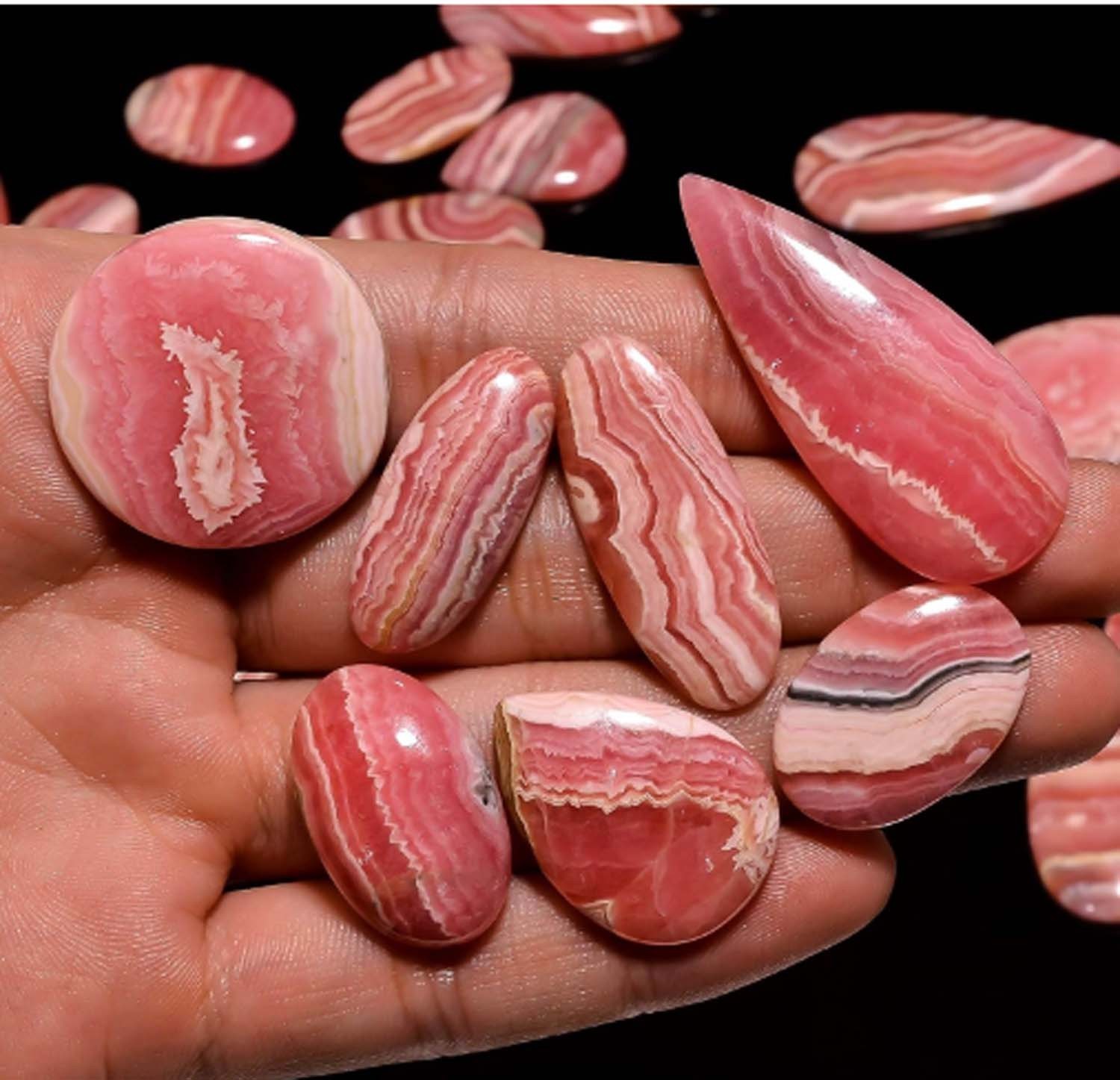 50.00 Carat Natural Rhodochrosite 02 Pcs Lot Mix Shape Cabochon Loose Gemstone