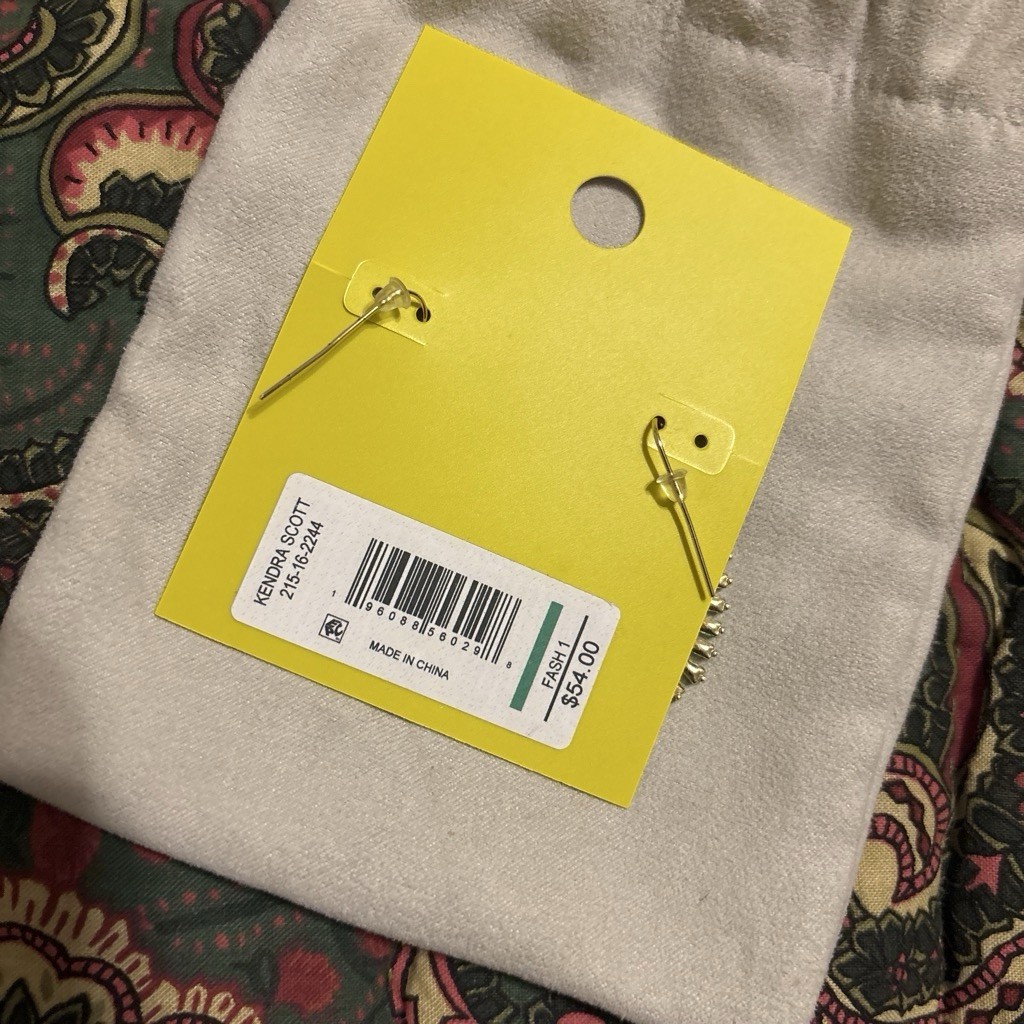 Kendra Scott Oval Drop Earrings Green Crystal 14K Gold Over Brass French Wire