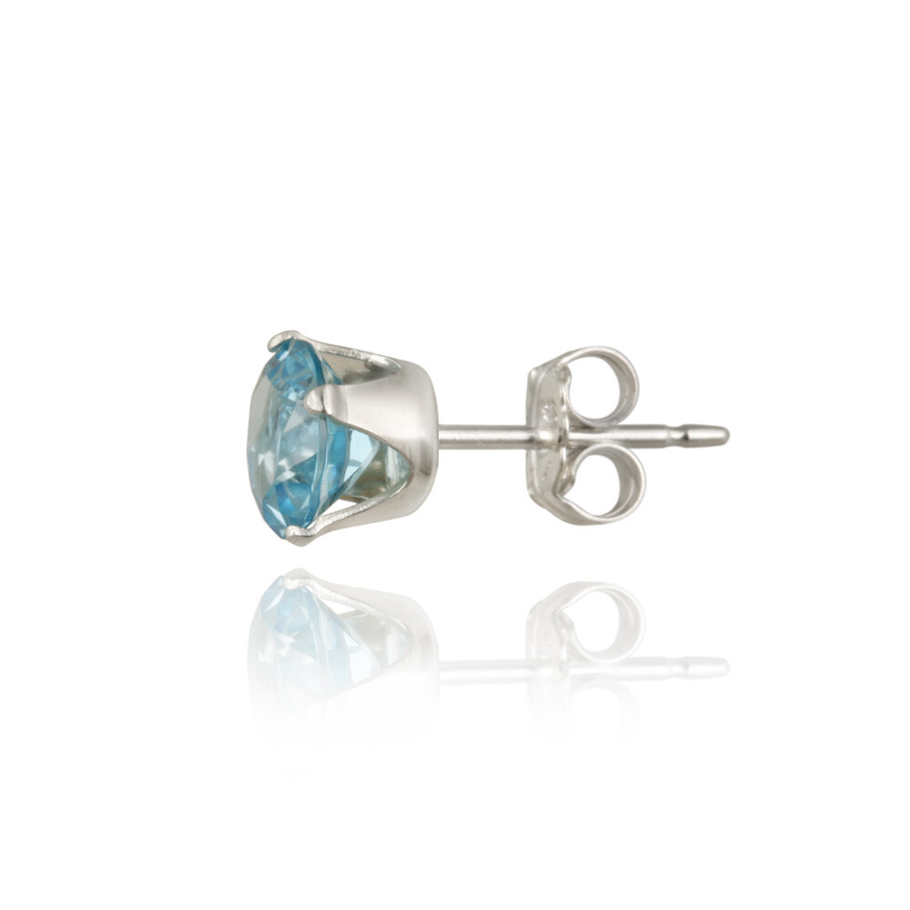 2.1ct Swiss Blue Topaz .925 Silver Stud Earrings 6mm