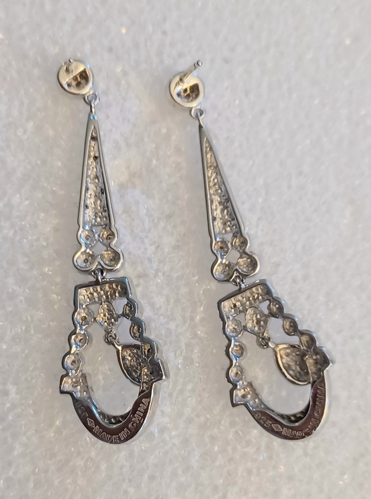Vintage Art Deco Style Sterling Silver Dangle Doorknocker Post Earrings