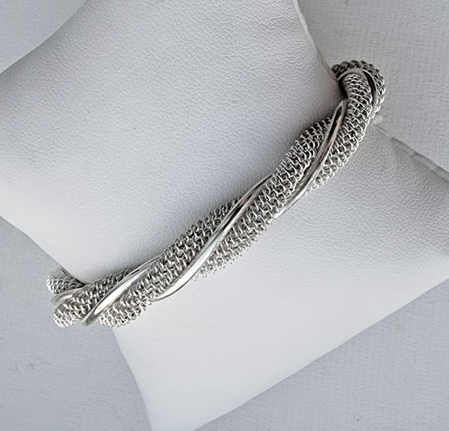 925 STERLING SILVER TWISTED CABLE CUFF BRACELET 15.7g