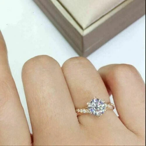 1.50Ct Round Cut Lab Created Diamond Engagement Ring In 14K Yellow Gold Plated