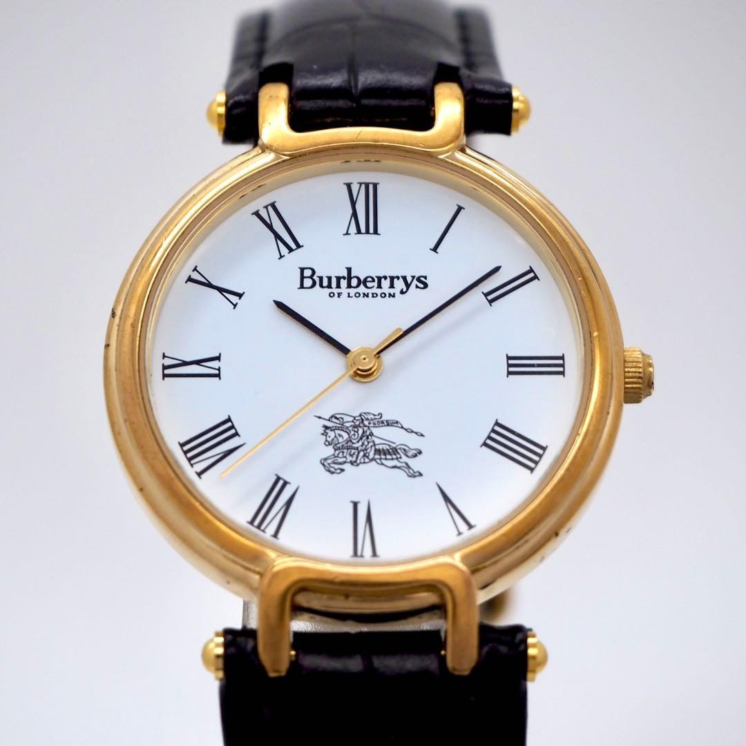 Burberry 3200 Men’s Quartz Watch Gold White Roman Dial Japan 0714639