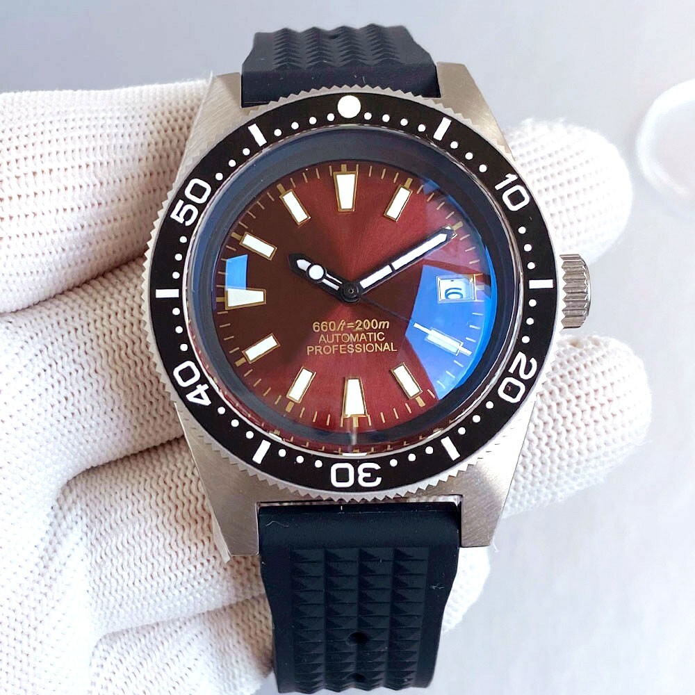 300m Waterproof 62MAS NH35 Automatic Men Watch Diving Bubble Sapphire Date 41mm
