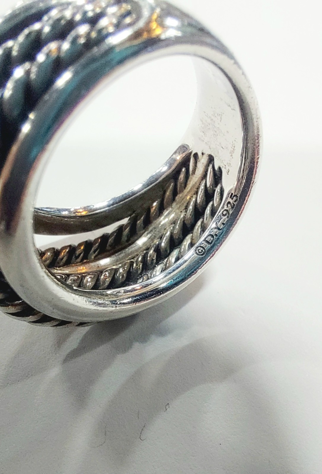 David Yurman Silver Crossover Ring 14.7mm Size 7