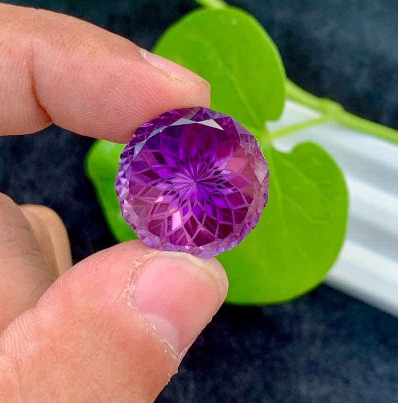 Natural Purple Pink Amethyst Loose Gemstone Flower Cut AAA 30.95 Ct