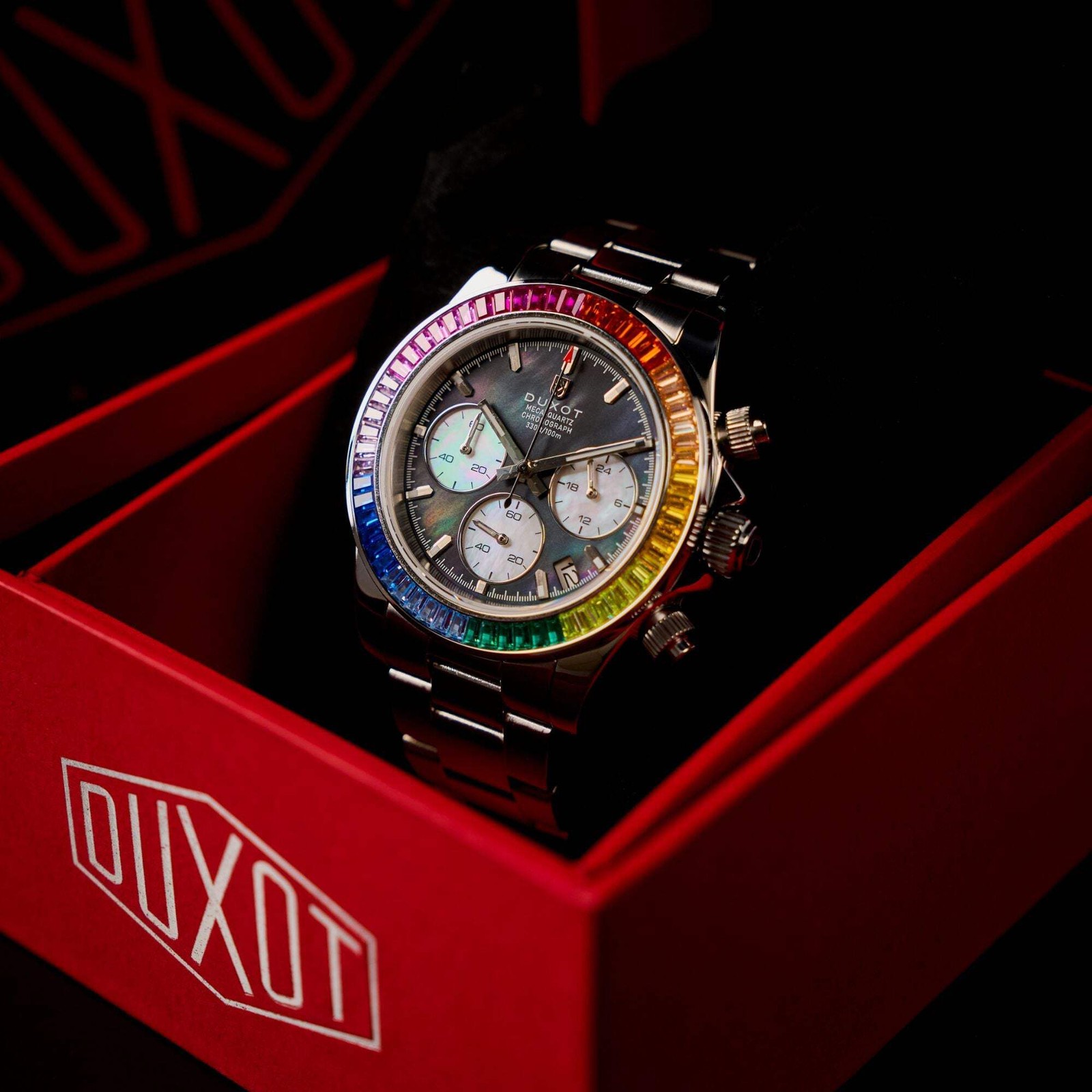 Duxot Accelero Rainbow Stainless Steel 40mm Meca-Quartz Wristwatch DX-2064-22