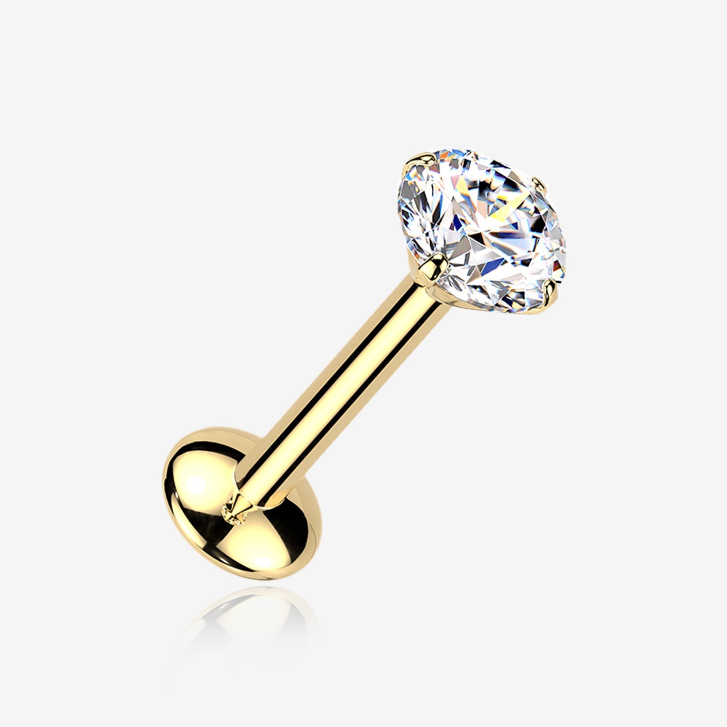 Implant Grade Titanium OneFit Threadless Moissanite Sparkle Flat Back Labret