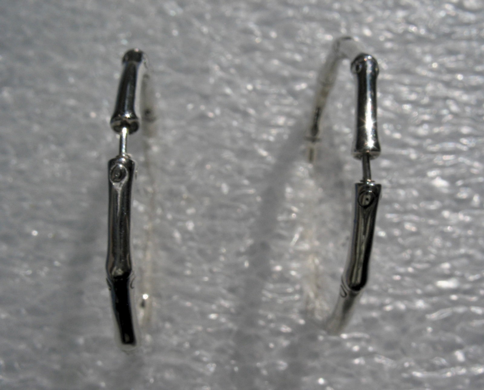 John Hardy Sterling Silver Bamboo Collection Hoop Earrings 1.4″ Drop