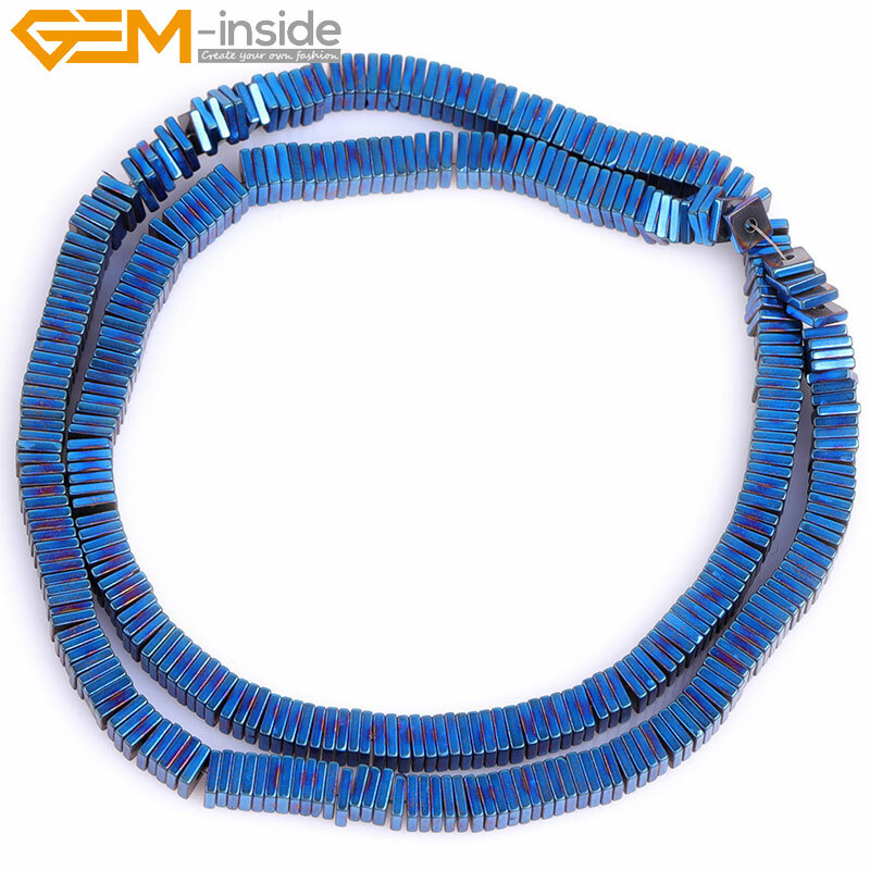 Blue Metallic Coated Hematite Spacer Beads Stone Jewelry Making Non-magnetic