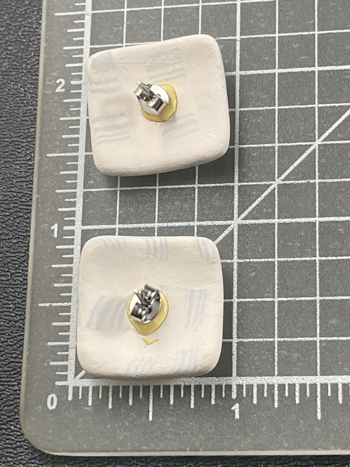 Vintage Artisan Blue & White 1” Square Ceramic Earrings