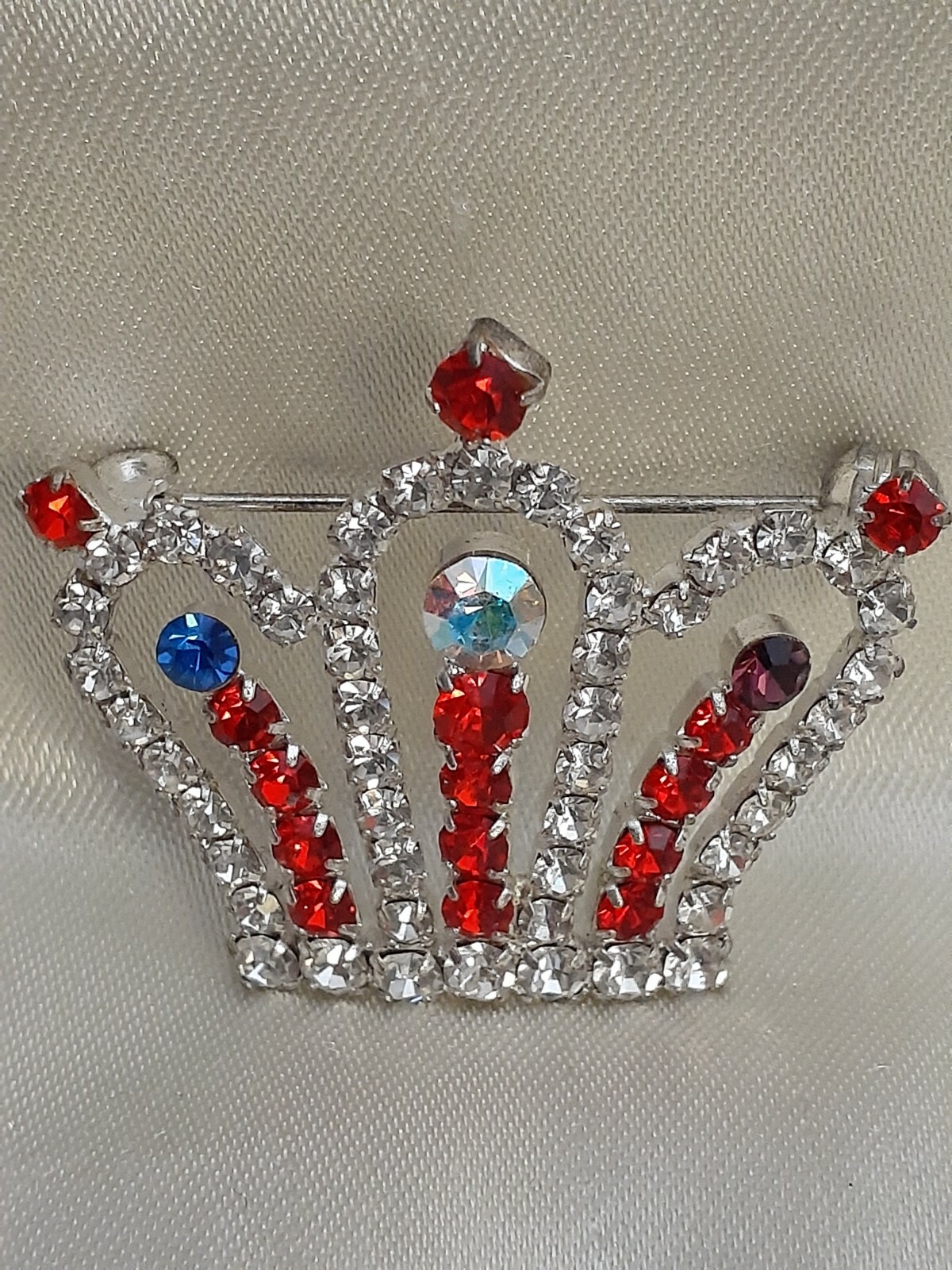 Crown Pin Colored AB Red Clear Crystals Bishop King Queen Princess C37