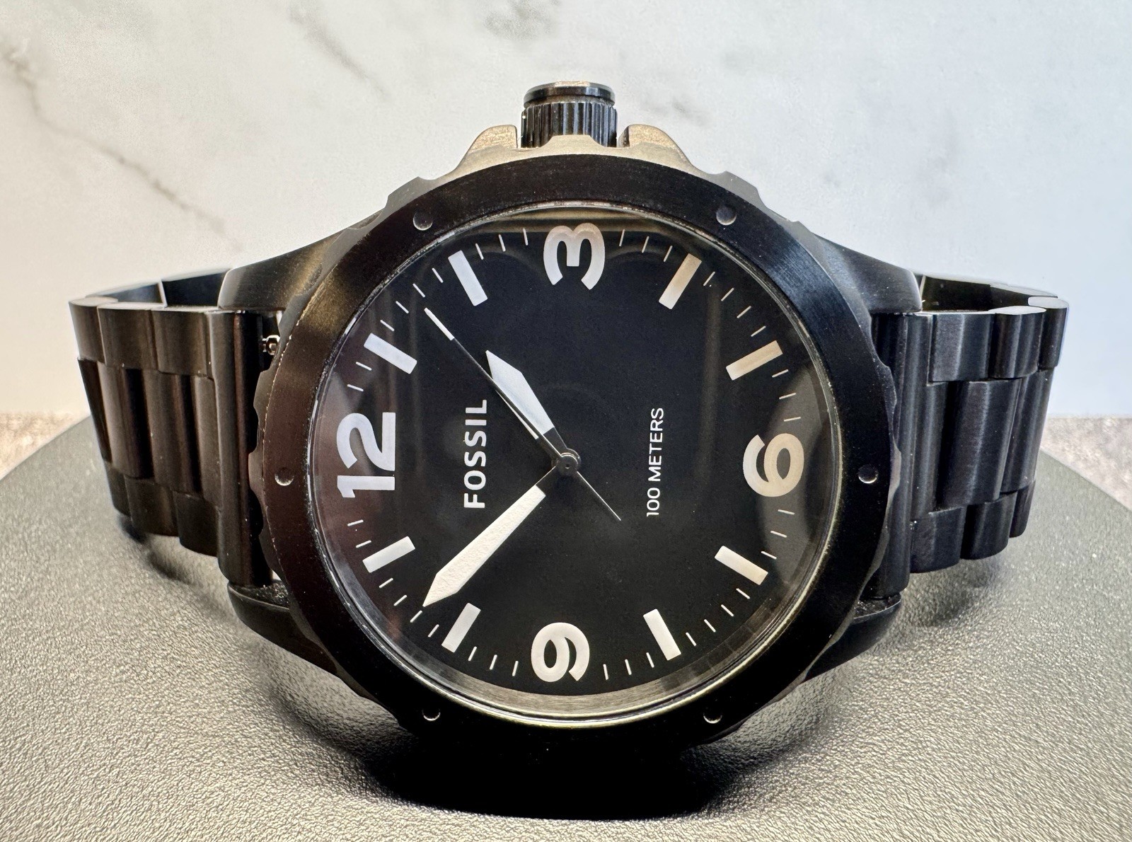 Fossil Nate JR1448 Men’s 45mm Black IP Stainless Steel Quartz Watch 100M