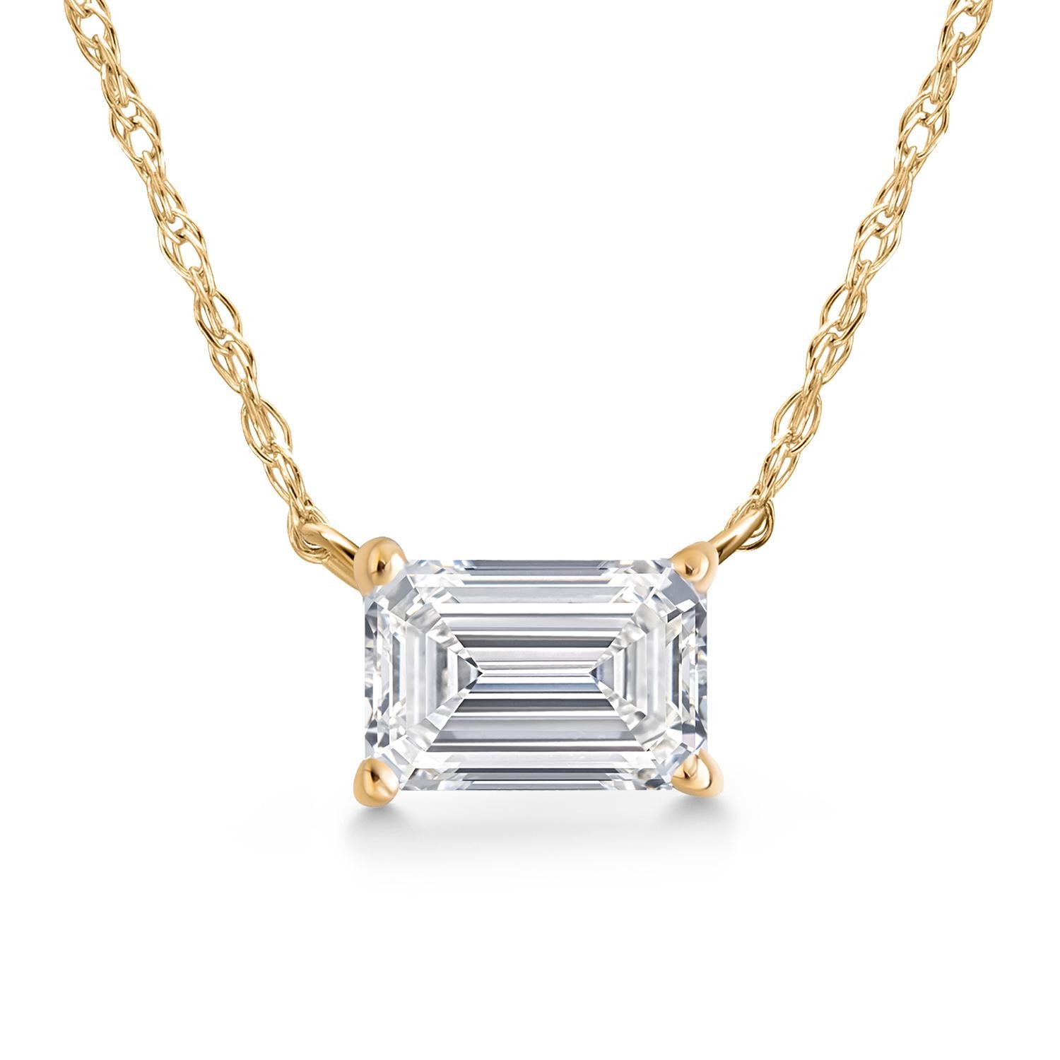 0.70 Ct IGI Certified Lab Grown Diamond in 14K Yellow Gold Necklace for Women