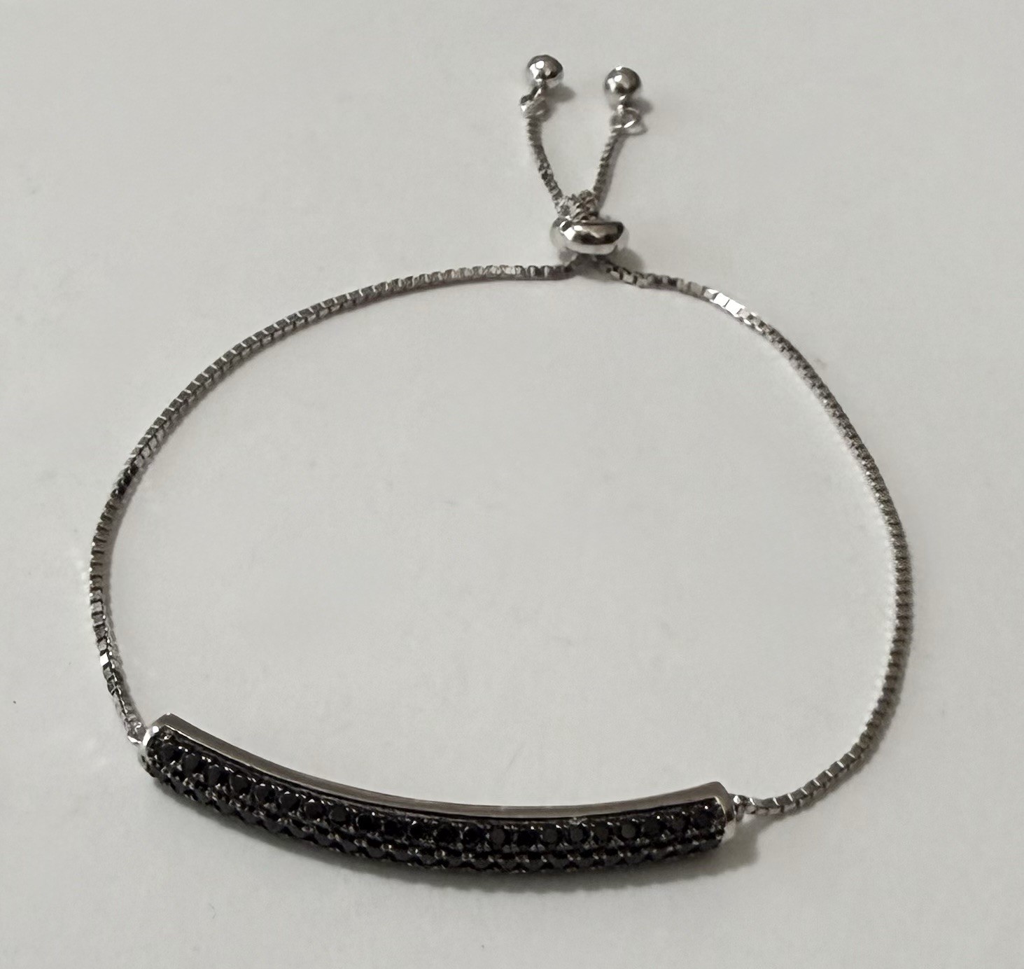 Fuzion Creations FZN Sterling Silver Black Spinel Bolo Bracelet Stud Earring Set