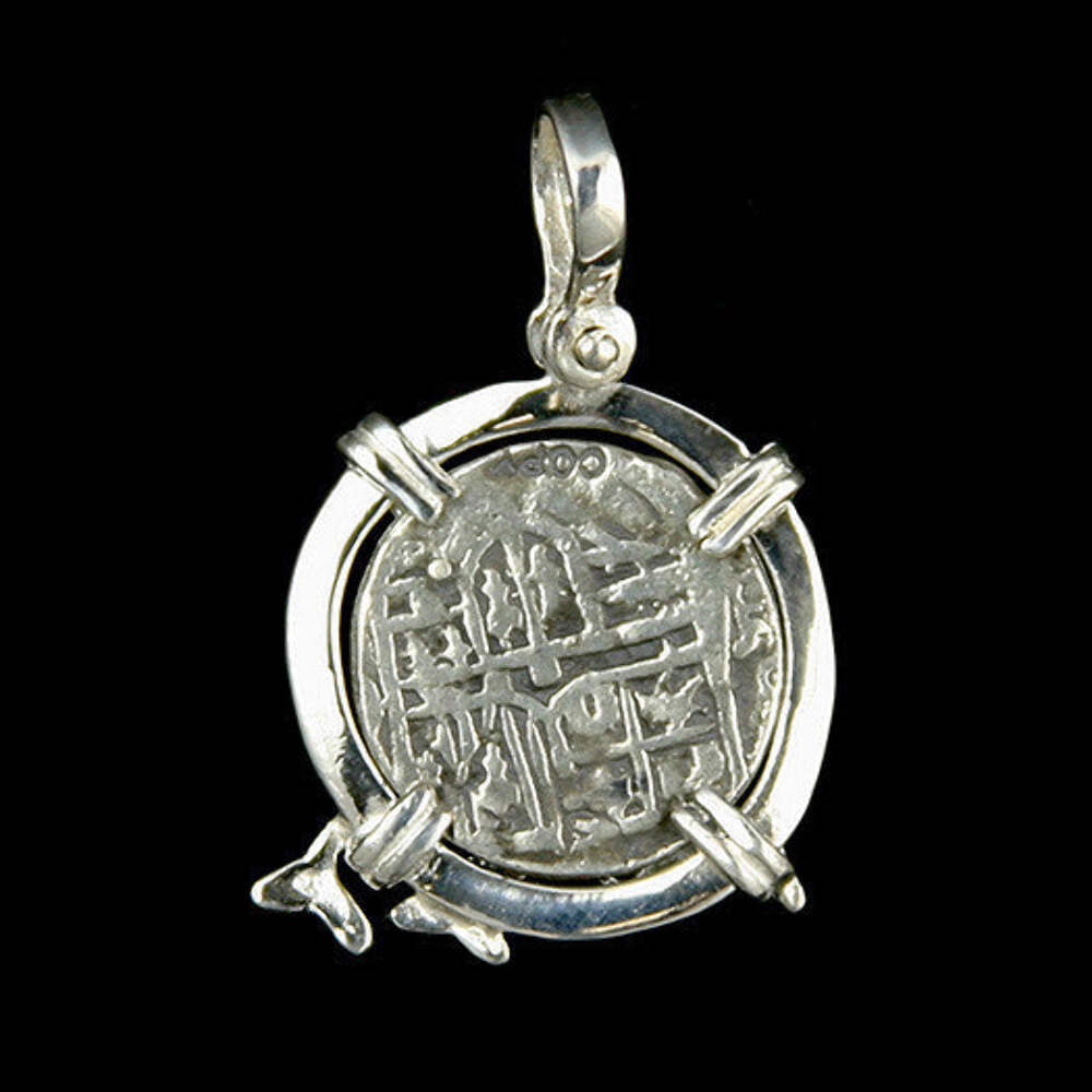 Atocha Sunken Tresure Jewelry – 2 Reale Silver Coin Dolphin Pendant