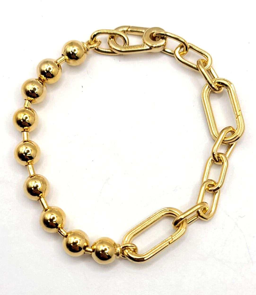 Pandora ME Gold Metal Bead & Link Chain Charm Bracelet 562793C00-3 / 6.89 in.