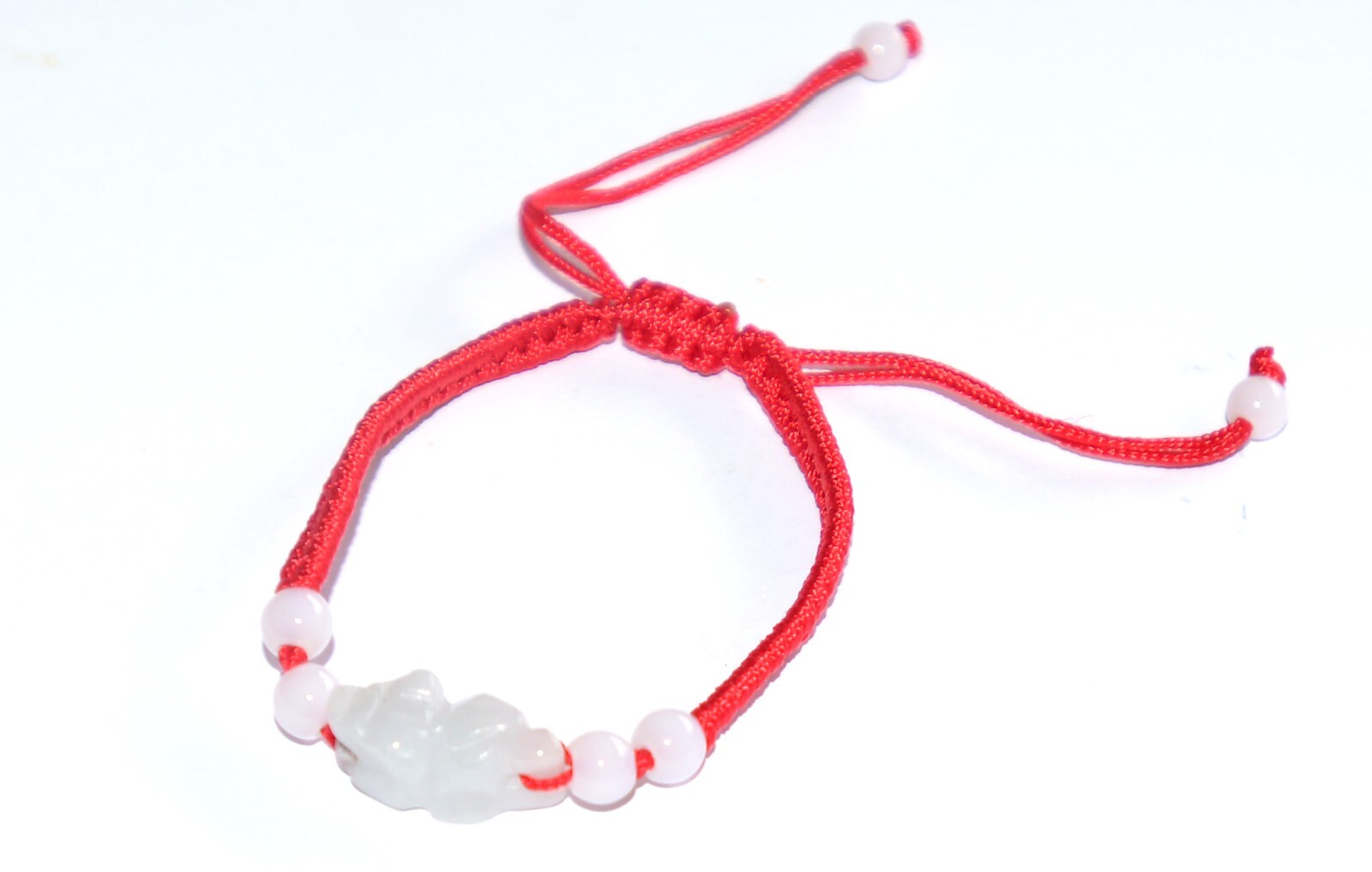 Macrame Friendship Adjustable Red Cord Feng Shui Jade Charm Bracelet Pi Yao