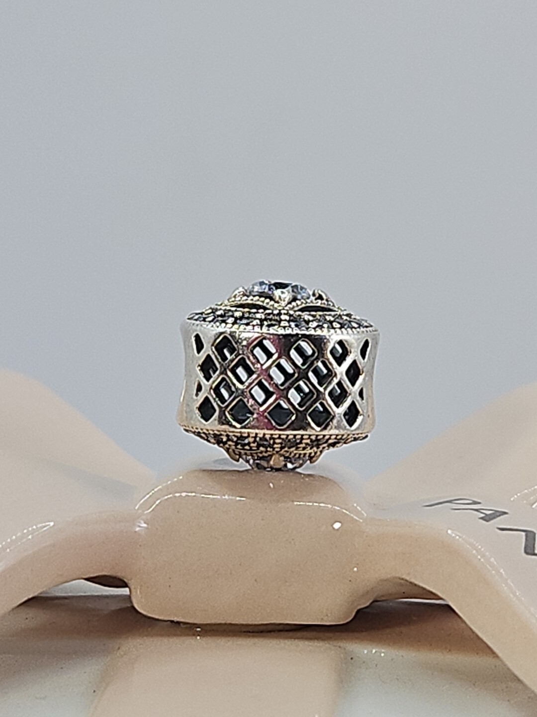 Authentic Pandora Sterling Silver VINTAGE ALLURE Clear CZ Charm #791970CZ