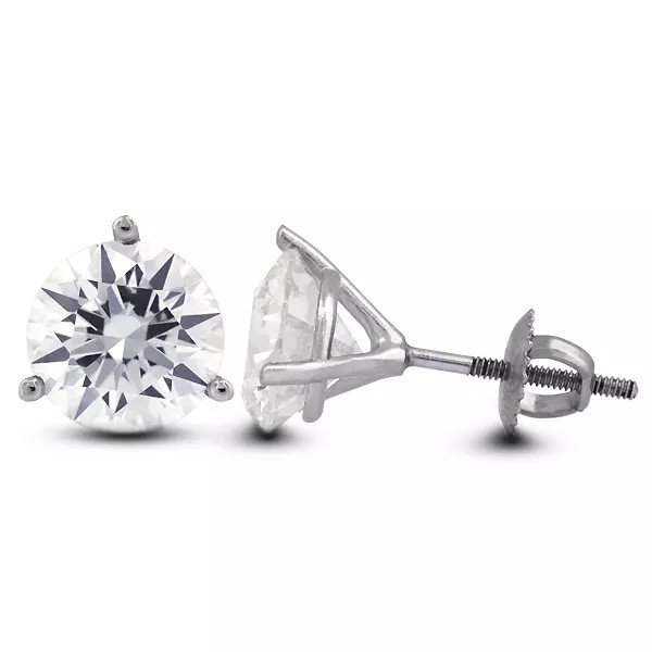 Stud Earrings Solid 14K White Gold Classic 1.64 CT Round Natural Diamond F VS2