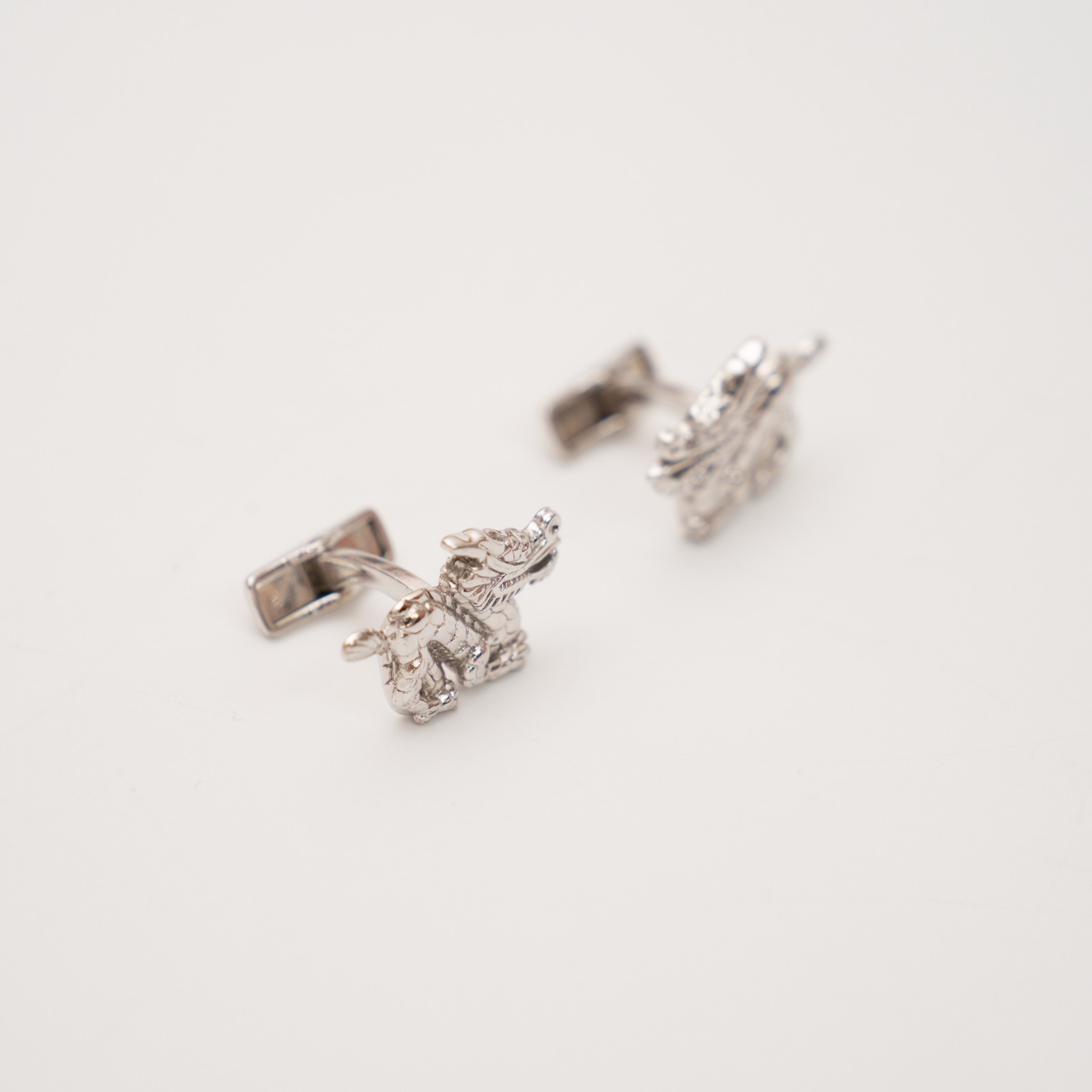 dunhill Cufflinks — Eastern Dragon Motif — Sterling Silver 925 — Hallmarked —