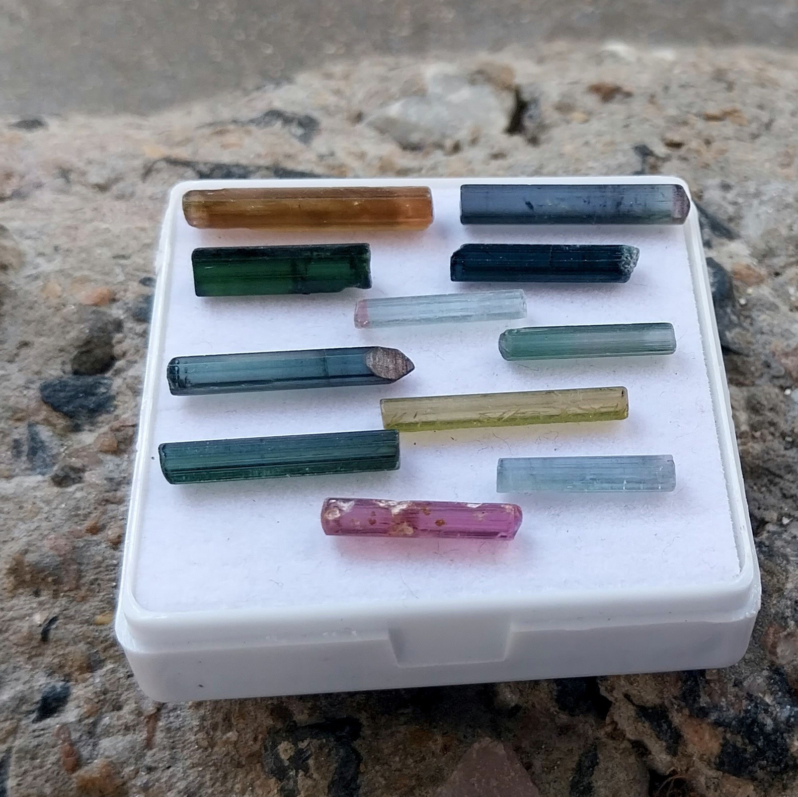 24 Ct 15 to 21 MM Natural Multi Color Tourmaline Raw Rough Pencil 11 Piece Lot
