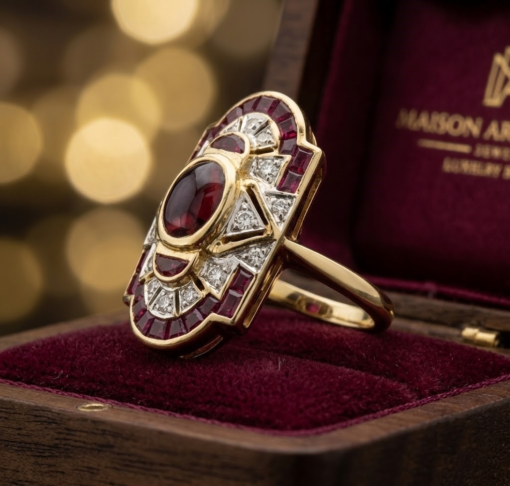 2.80CT Oval Cut Real Red Ruby Art Deco Vintage Wedding Ring 14K Two-Tone Gold FN