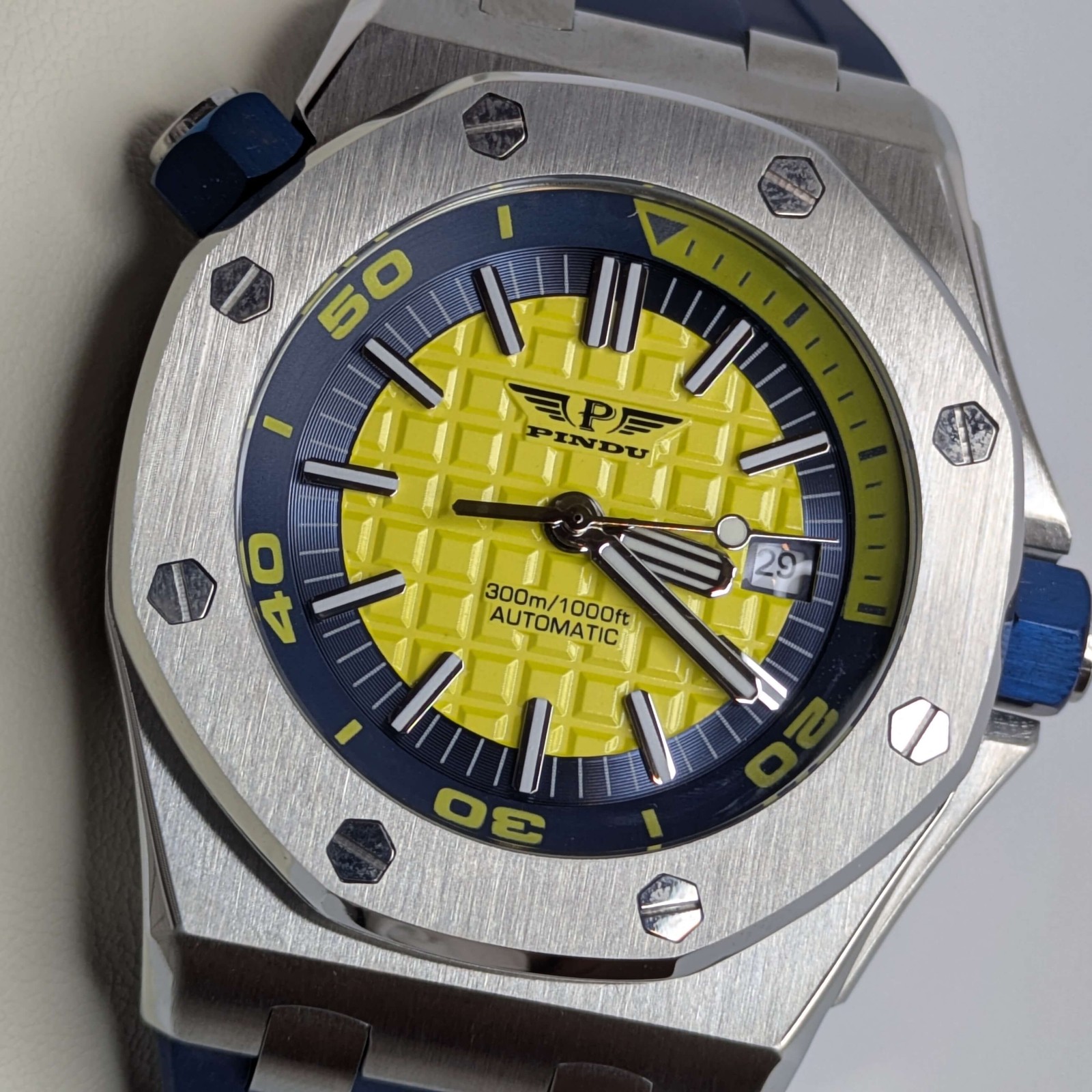 PINDU PINDU Octagon Yellow Men’s Stainless Steel NEW