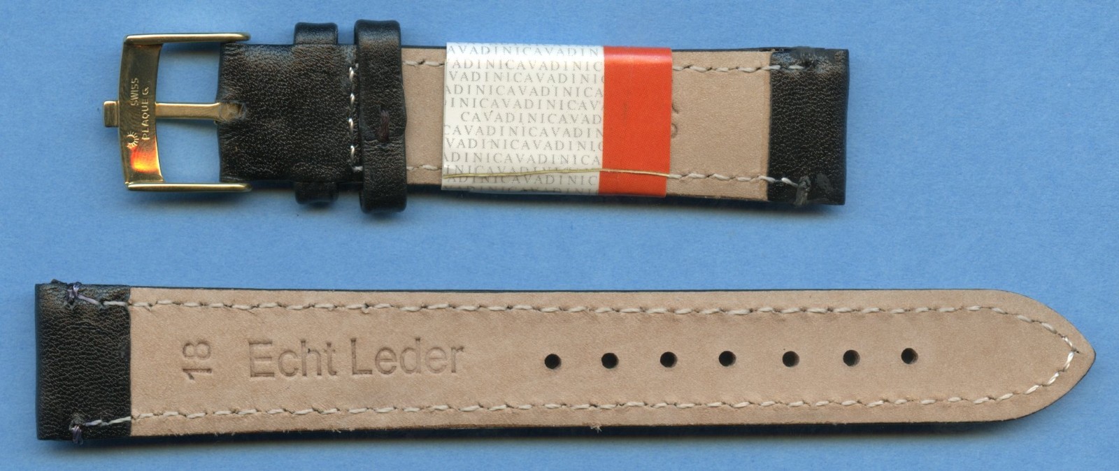 GENUINE BLACK CALF LEATHER CERVIN STRAP & 17mm 18mm 19mm & TUDOR GOLD BUCKLE