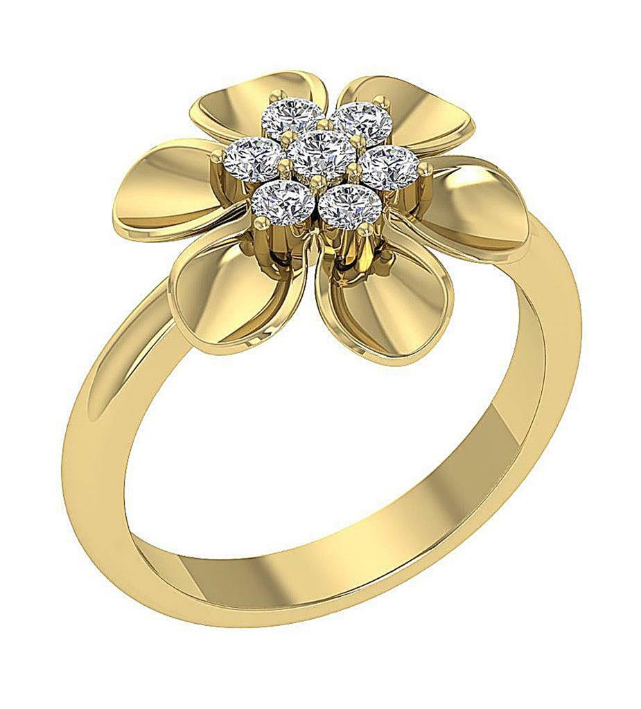 Right Hand Ring Natural Round Cut Diamond I1 G 0.50 Ct 14K Solid Gold Prong Set