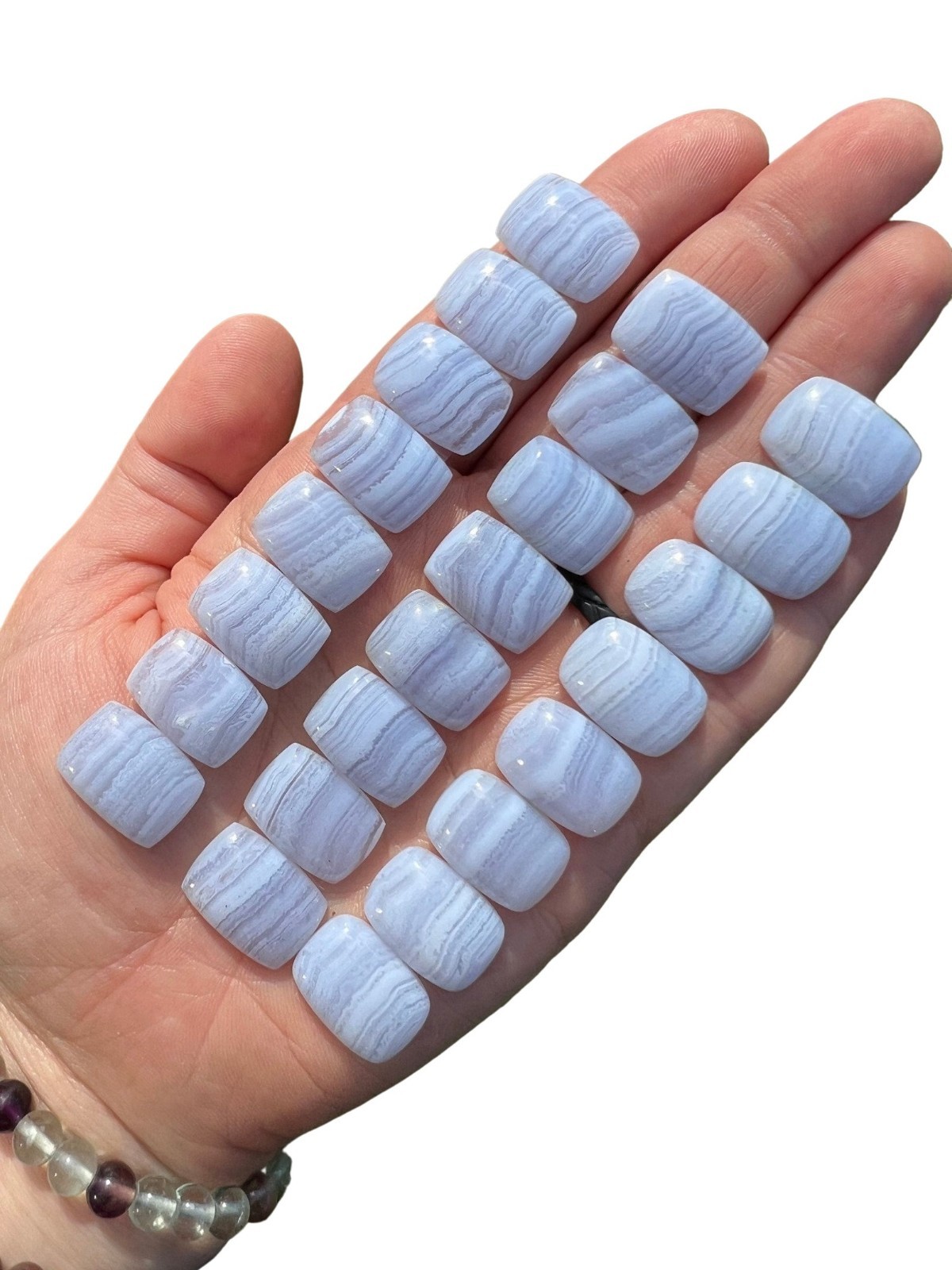 Natural Blue Lace Agate Rectangle Cabochon 6x8mm To 12x16mm Loose Gemstone