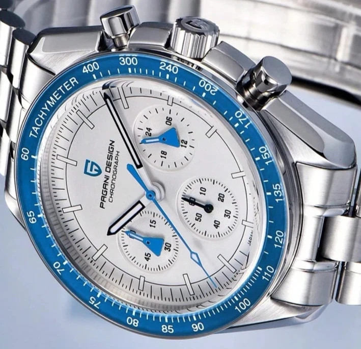 Pagani Design 1701 42mm Moon Chronograph Lumin AR Sapphire Blue Bezel Seiko VH63